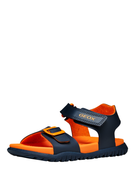 Geox Kids' Fusbetto Open Toe Sandals, Navy/Orange - view 2, Navy/Orange