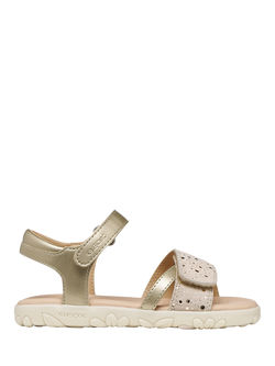 Geox Kids' Haiti Suede Strap Open Toe Sandals, Gold, Gold
