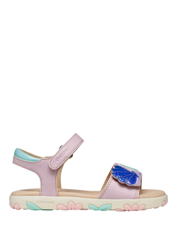 Geox Kids' Haiti Seashell Applique Open Toe Sandals, Pink/Lilac, Pink/Lilac