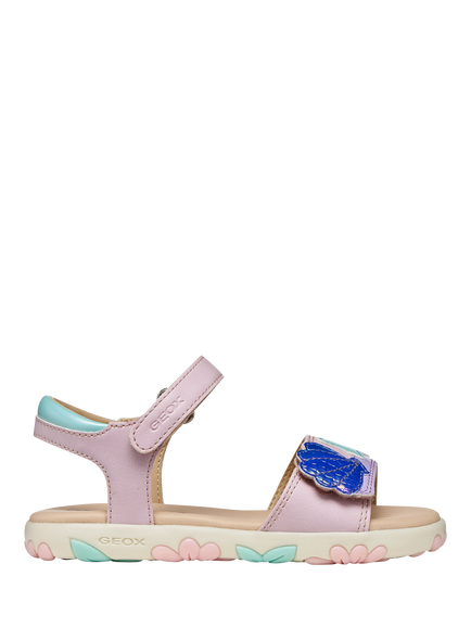 Geox Kids' Haiti Seashell Applique Open Toe Sandals, Pink/Lilac, Pink/Lilac