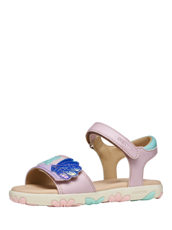 Geox Kids' Haiti Seashell Applique Open Toe Sandals, Pink/Lilac - view 2, Pink/Lilac
