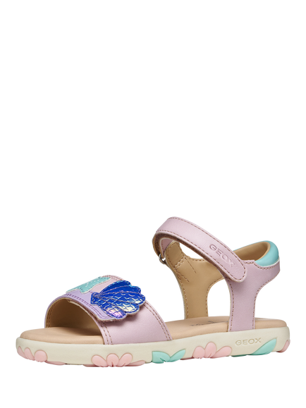 Geox Kids' Haiti Seashell Applique Open Toe Sandals, Pink/Lilac - view 2, Pink/Lilac