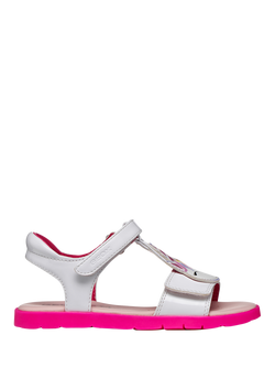 Geox Kids' Joyfoot Unicorn Open Toe Sandals, White/Fluofuchsia, White/Fluofuchsia
