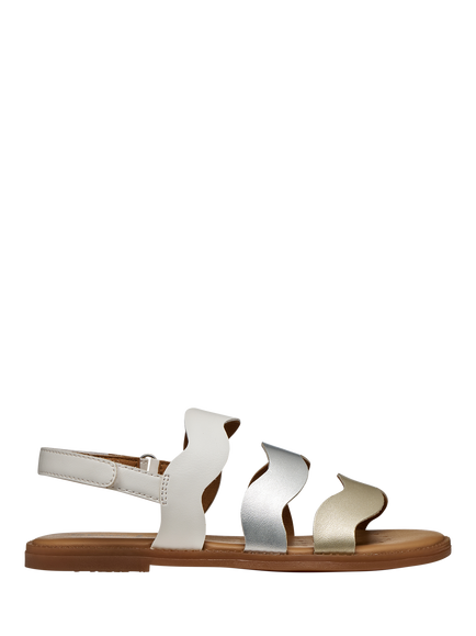Geox Kids' Karly Pearlescent Open Toe Sandals, White/Silver, White/Silver