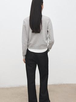 Mango Crew Neck Cropped Cardigan, Light Grey - view 2, Light Grey