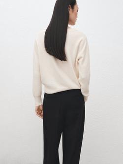 Mango V-Neck Sculpted Cardigan, Natural - view 2, Natural