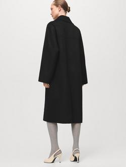 Mango Double Breasted Oversized Wool Blend Coat, Black - view 2, Black