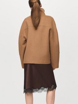 Mango Funnel Neck Oversized Wool Blend Jacket, Camel - view 2, Camel