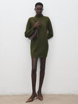 Mango Button Shoulder Jumper Mini Dress, Khaki, Khaki