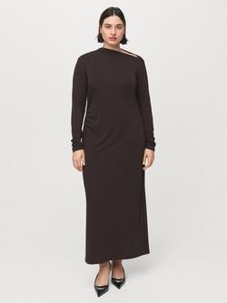 Mango Vestido Asymmetric Drape Neck Maxi Dress, Chocolate, Chocolate