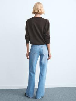 Mango High Rise Wide Leg Jeans, Mid Blue - view 2, Mid Blue