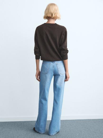 Mango High Rise Wide Leg Jeans, Mid Blue - view 2, Mid Blue