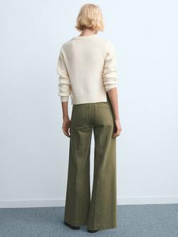 Mango High Rise Wide Leg Jeans, Khaki - view 2, Khaki