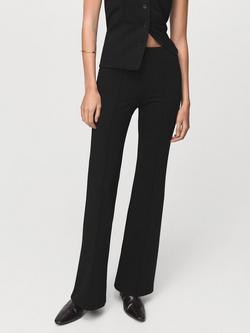 Mango Sculpted Seam Flared Leggings, Black, Black