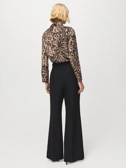 Mango Animal Print Tie Neck Top, Black - view 2, Black