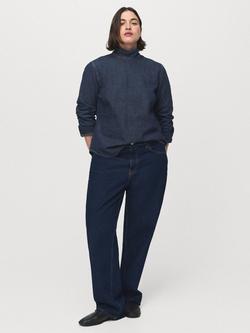Mango Heritage Mandarin Collar Shirt, Dark Blue, Dark Blue