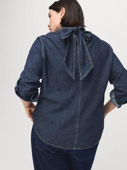 Mango Heritage Mandarin Collar Shirt, Dark Blue - view 2, Dark Blue