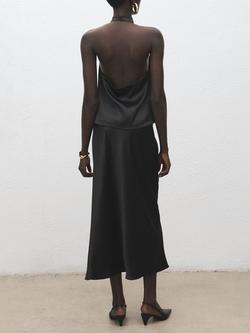 Mango Bias Cut Midi Skirt, Black - view 2, Black