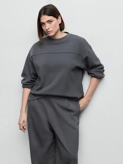 Mango Boxy Ruched Sleeve Sweatshirt, Blue, Blue