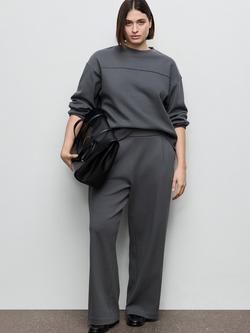 Mango Boxy Ruched Sleeve Sweatshirt, Blue - view 2, Blue