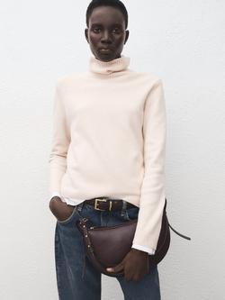 Mango Roll Neck Long Sleeve Jumper, Natural, Natural