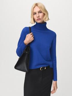 Mango Roll Neck Long Sleeve Jumper, Blue, Blue
