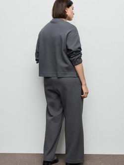 Mango Mid Rise Straight Trousers, Blue - view 2, Blue