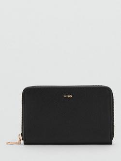 Mango Zip Around Purse, Black, Black
