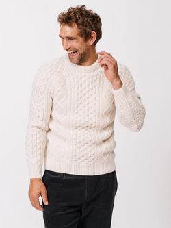 Aubin Aran Knitted Wool Jumper, Ecru