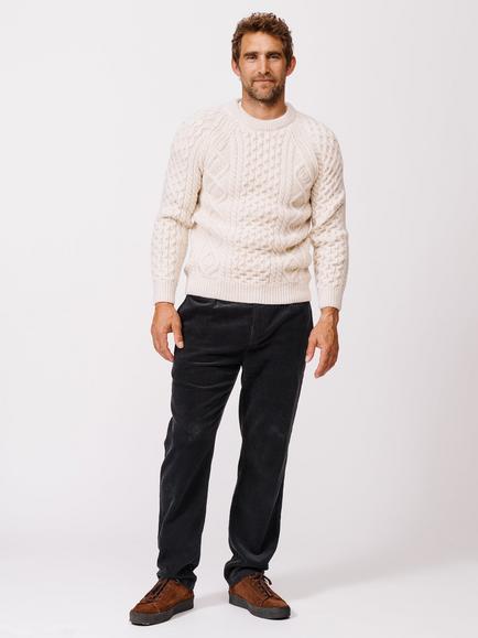 Aubin Aran Knitted Wool Jumper - view 2, Ecru