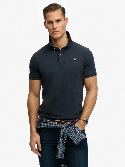 Superdry Vintage Destroy Cotton Regular Fit Short Sleeve Polo Shirt, Eclipse Navy, Eclipse Navy