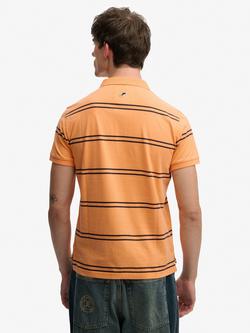 Superdry Cotton Regular Fit Vintage Stripe Jersey Polo Shirt - view 2, Orange