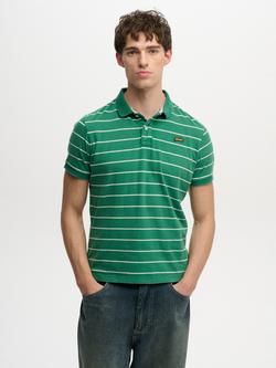 Superdry Cotton Regular Fit Vintage Stripe Jersey Polo Shirt, Green