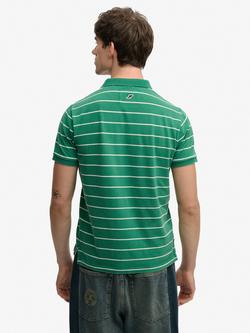 Superdry Cotton Regular Fit Vintage Stripe Jersey Polo Shirt - view 2, Green