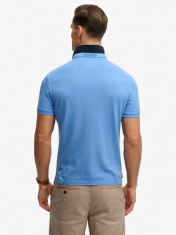 Superdry Cotton Regular Fit Short Sleeve Monogram Pique Polo Shirt - view 2, Deep Blue/Eclipse