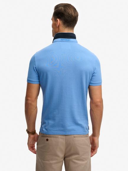 Superdry Cotton Regular Fit Short Sleeve Monogram Pique Polo Shirt - view 2, Deep Blue/Eclipse