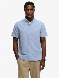 Superdry Cotton Regular Fit Oxford Shirt, Sky Blue Chambray, Sky Blue Chambray