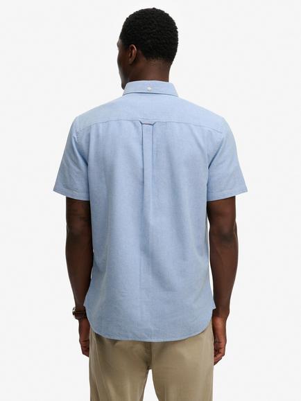 Superdry Cotton Regular Fit Oxford Shirt, Sky Blue Chambray - view 2, Sky Blue Chambray