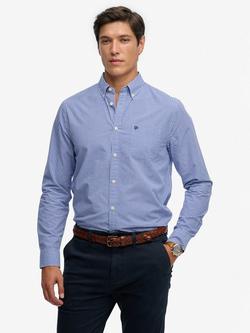 Superdry Poplin Cotton Regular Fit Check Shirt, Montauk Navy