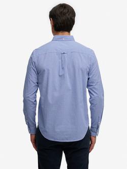 Superdry Poplin Cotton Regular Fit Check Shirt - view 2, Montauk Navy