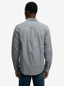 Superdry Poplin Cotton Regular Fit Dogtooth Shirt, Navy - view 2, Navy