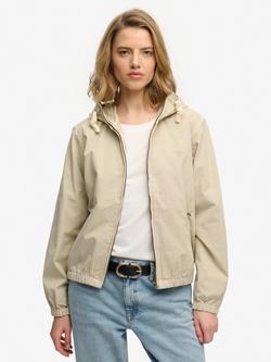 Superdry Hooded Washed Twill Jacket, Peyote Beige