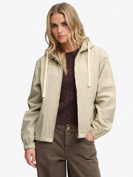 Superdry Hooded Washed Twill Jacket, Peyote Beige