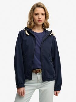 Superdry Hooded Washed Twill Jacket, Richest Navy