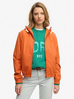Superdry Hooded Washed Twill Jacket, Washed Orange