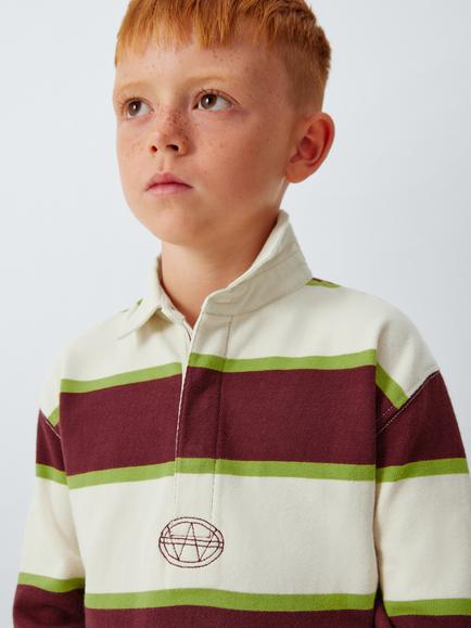 John Lewis Kids' Striped Rugby Shirt, Multi - view 2, Multi