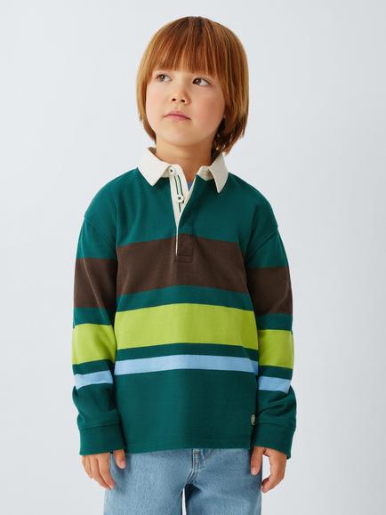 John Lewis Kids' Striped Rugby Top, Forest Biome, Forest Biome