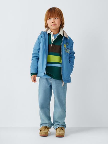 John Lewis Kids' Striped Rugby Top, Forest Biome - view 2, Forest Biome