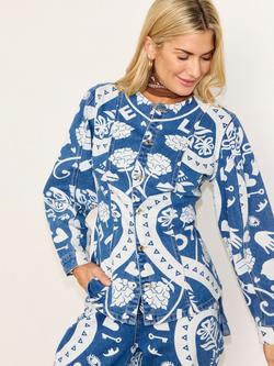 Never Fully Dressed Amara Print Straight Leg Jeans, Blue/White - view 2, Blue/White