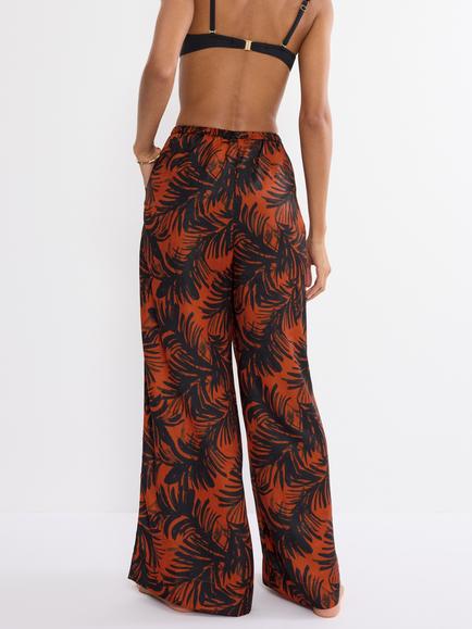Triumph Summer Satin Trousers, Brown/Multi - view 2, Brown/Multi